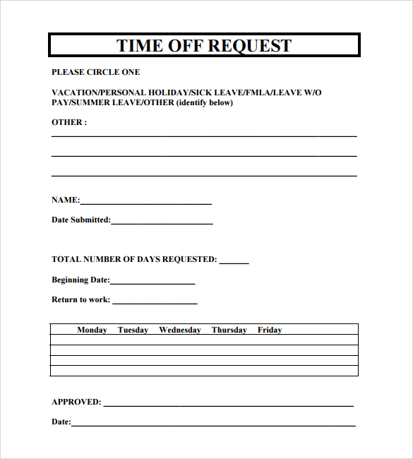 24 Time Off Request Forms to Download | Sample Templates 24 Time Off Request Forms to Download | Sample Templates