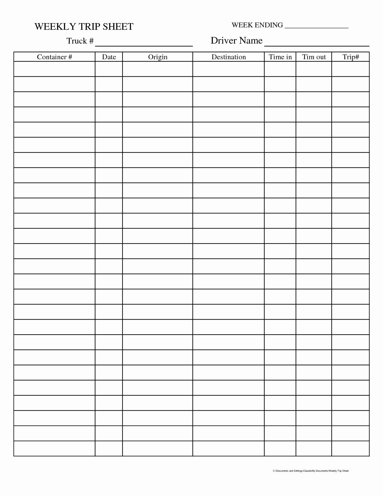 Truck Driving Log Time Card Truck Driving Log Time Card