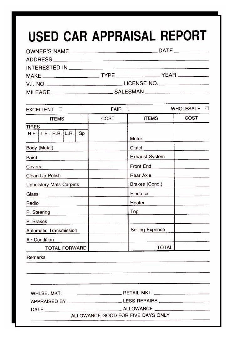 Vehicle Appraisal Form | used vehicle appraisal forms | Things to Vehicle Appraisal Form | used vehicle appraisal forms | Things to