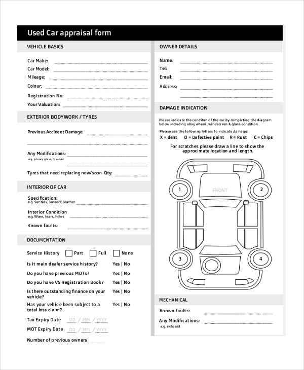 7+ Sample Car Appraisal Forms Sample, Example, Format 7+ Sample Car Appraisal Forms Sample, Example, Format