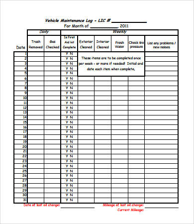 Printable Vehicle Maintenance Log template Excel Template Printable Vehicle Maintenance Log template Excel Template