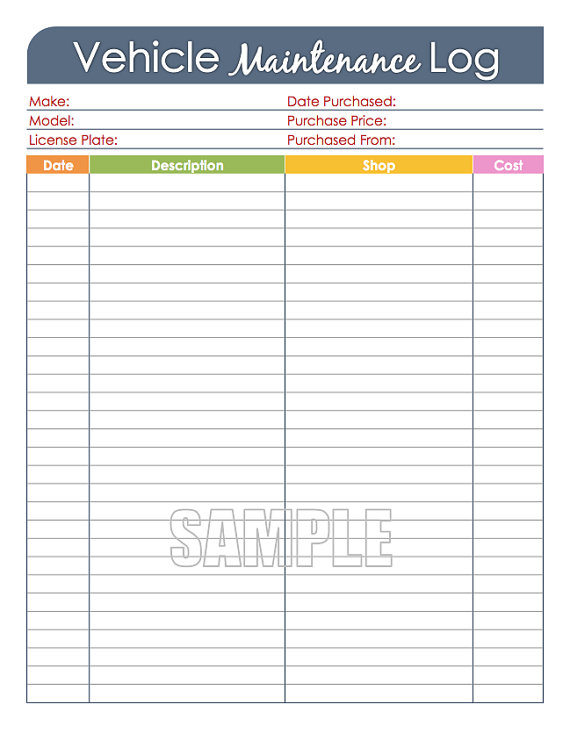 Vehicle Maintenance Log Car Maintenance Log, Editable Printable Vehicle Maintenance Log Car Maintenance Log, Editable Printable