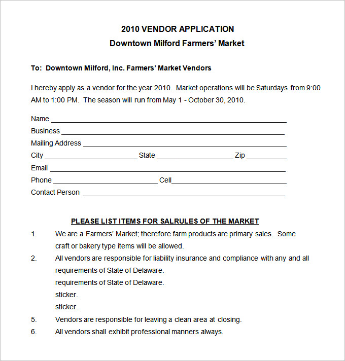 Vendor Application Template – 9+ Free Word, PDF Documents Download Vendor Application Template – 9+ Free Word, PDF Documents Download