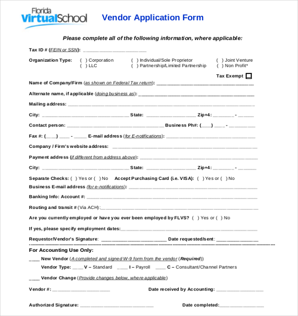 Vendor Registration Form Template Vendor Registration Form Template