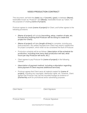 Video Production Contract Template Video Production Contract Template