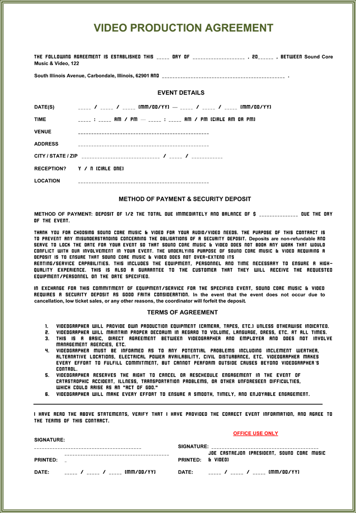 Video Production Contract 6+ Printable Contract Samples Video Production Contract 6+ Printable Contract Samples