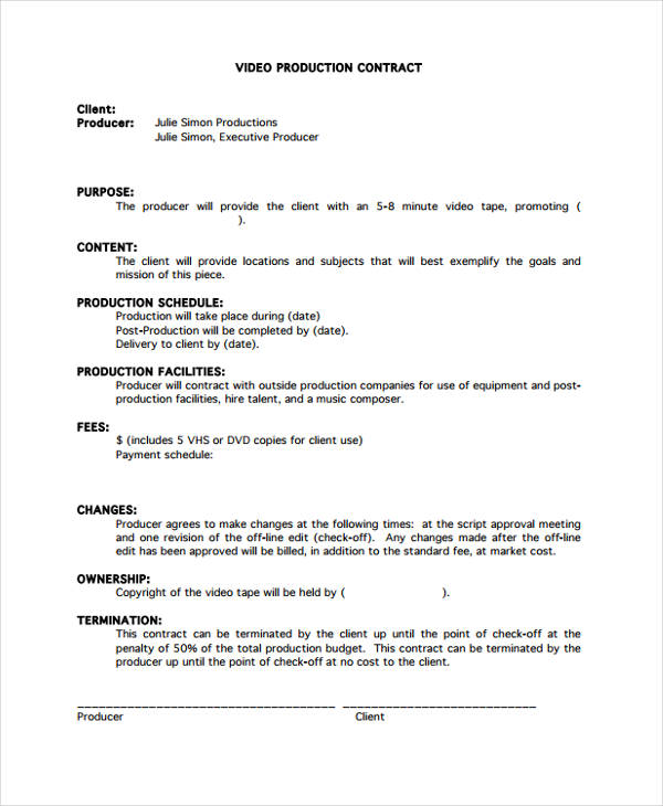 video production agreement template production contract templates video production agreement template production contract templates