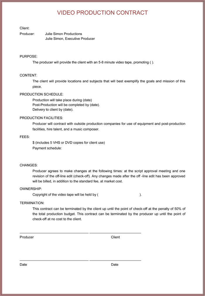 Video Production Contract 6+ Printable Contract Samples Video Production Contract 6+ Printable Contract Samples