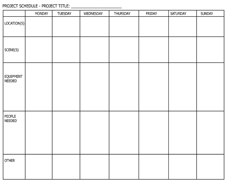 chapter: Project Schedule Template / Video Production chapter: Project Schedule Template / Video Production