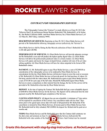 Videography Contract | Videographer Contract Template | Rocket Lawyer Videography Contract | Videographer Contract Template | Rocket Lawyer