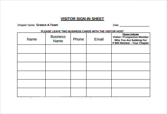 Printable Sign In Sheet | Visitor, Class, and Meeting Sign In Sheets Printable Sign In Sheet | Visitor, Class, and Meeting Sign In Sheets