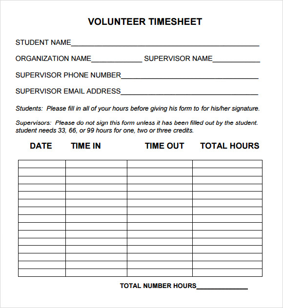 Volunteer Hours Tracker Template Volunteer Hours Tracker Template