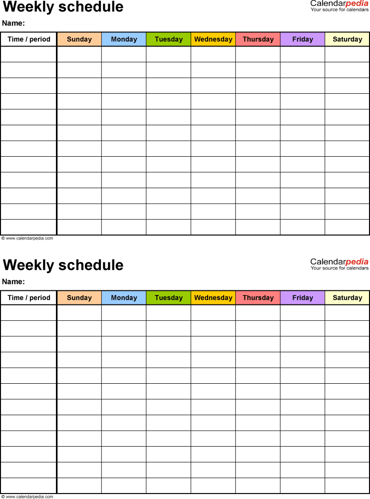 Free Weekly Schedule Templates for PDF 18 templates Free Weekly Schedule Templates for PDF 18 templates