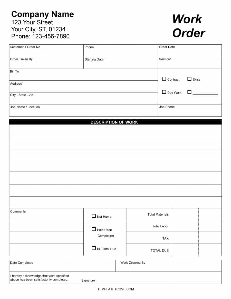 Work Order Template: Free Download, Create, Edit, Fill and Print Work Order Template: Free Download, Create, Edit, Fill and Print