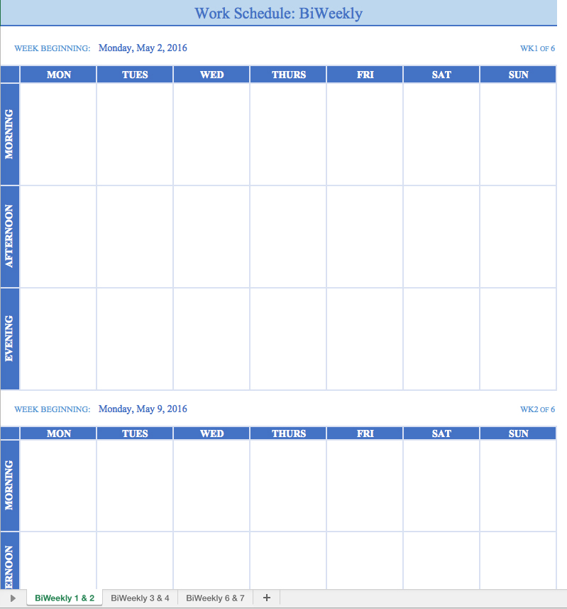 Free Work Schedule Templates for Word and Excel Free Work Schedule Templates for Word and Excel