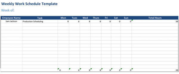 Work Schedule Template for Excel Work Schedule Template for Excel
