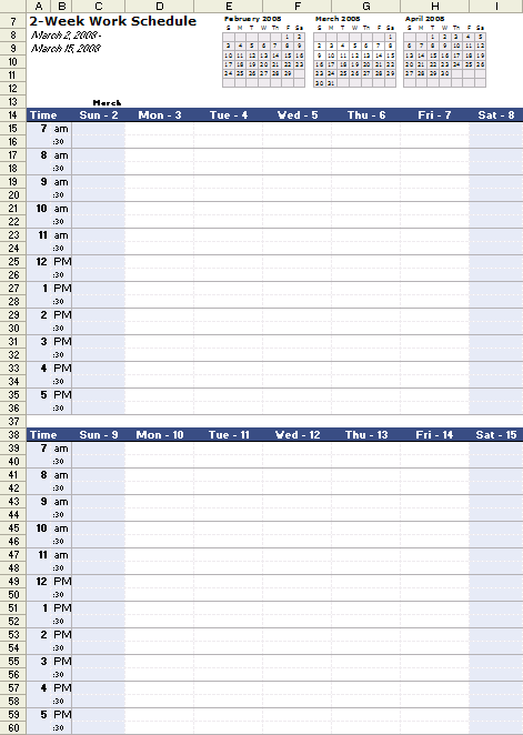 Work Schedule Template for Excel Work Schedule Template for Excel