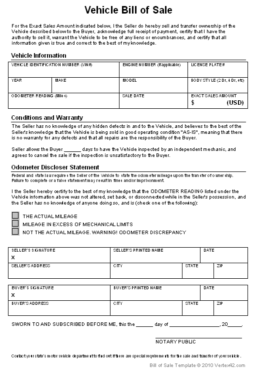Free Bill of Sale Template Printable Car Bill of Sale Form Free Bill of Sale Template Printable Car Bill of Sale Form