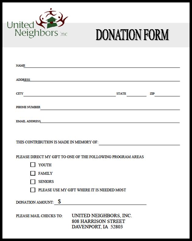 tax donation form template charitable contribution form template 