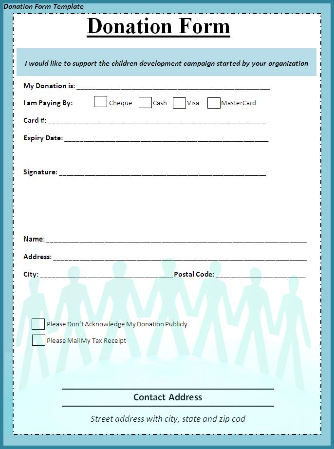 charity donation form template