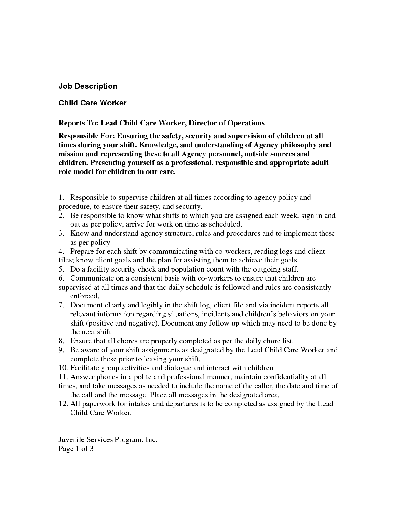daycare worker job description Kleo.beachfix.co daycare worker job description Kleo.beachfix.co