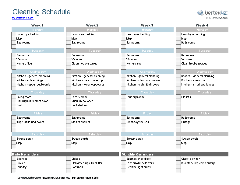 Cleaning Schedule Template Printable House Cleaning Checklist Cleaning Schedule Template Printable House Cleaning Checklist