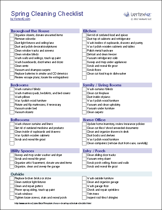 Spring Cleaning Checklist Template Spring Cleaning Checklist Template
