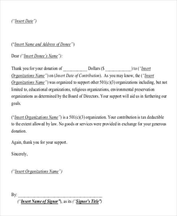 thank you donation letter template thank you donation letter template