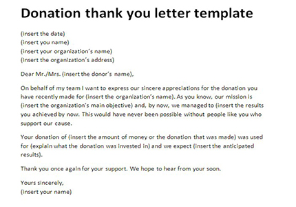 thank you donation letter template thank you donation letter template
