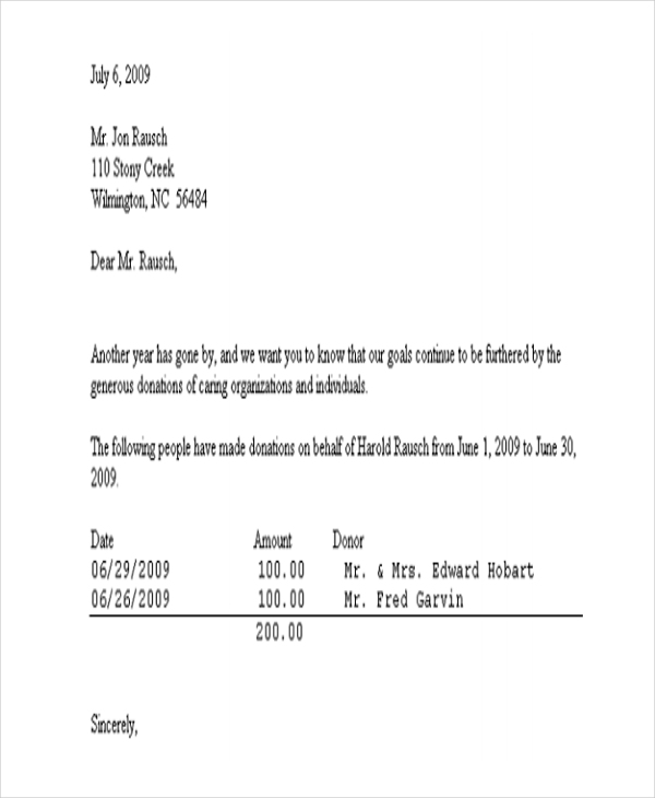 Donation Thank You Letter Template Donation Thank You Letter Template