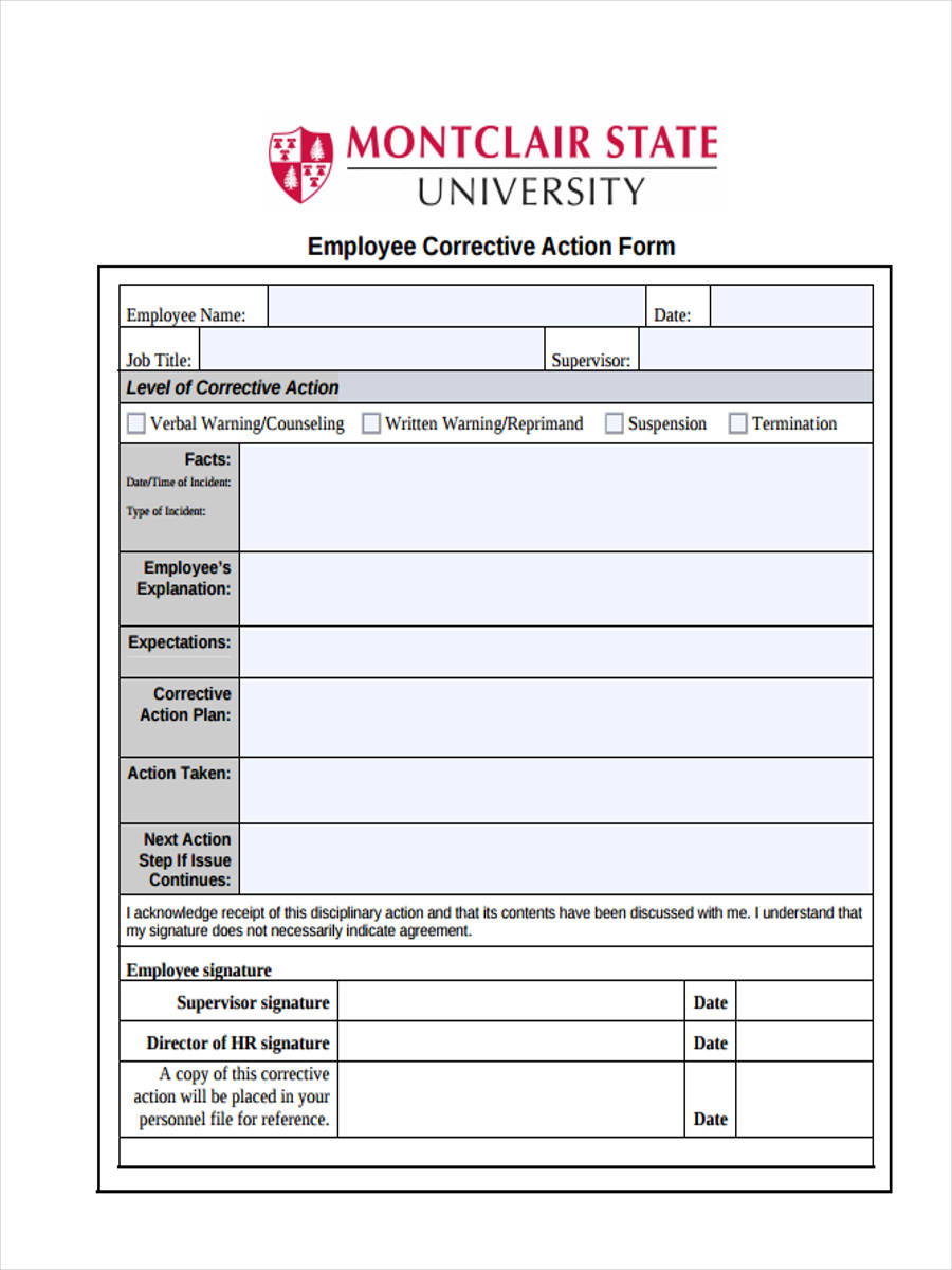 employee corrective action form template disciplinary action form employee corrective action form template disciplinary action form
