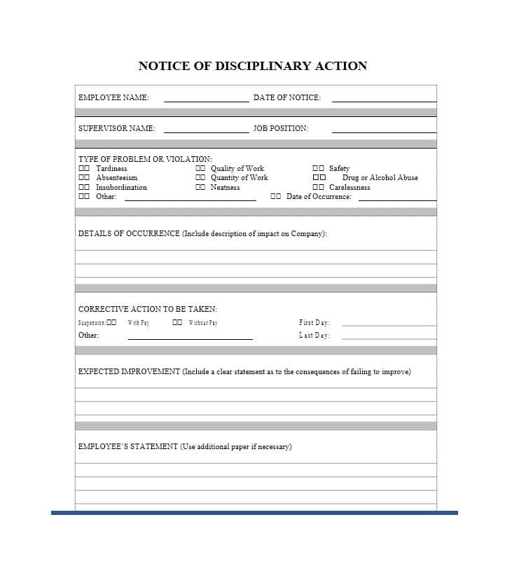 40 Employee Disciplinary Action Forms Template Lab 40 Employee Disciplinary Action Forms Template Lab
