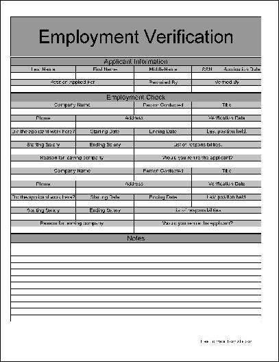 Free Basic Employment Verification Form from Formville Free Basic Employment Verification Form from Formville