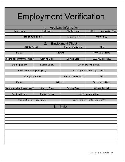 Free Numbered Sections Employment Verification Form from Formville Free Numbered Sections Employment Verification Form from Formville