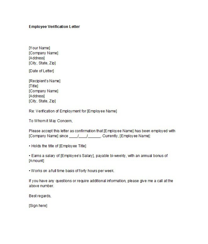 40 Proof of Employment Letters, Verification Forms & Samples 40 Proof of Employment Letters, Verification Forms & Samples