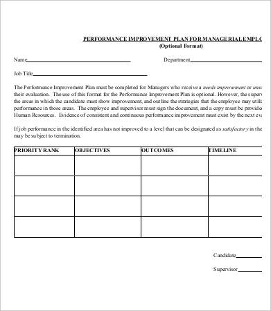 Performance Improvement Plan Template & Instructions Performance Improvement Plan Template & Instructions