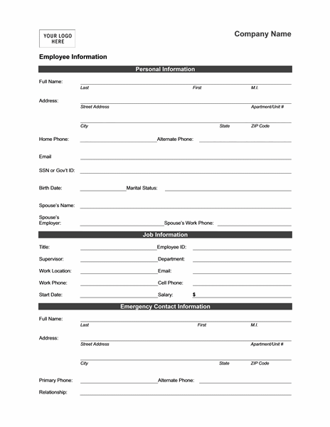 employee information form template word employee information employee information form template word employee information