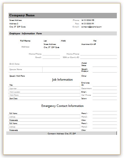 information form template new hire information form information form template new hire information form