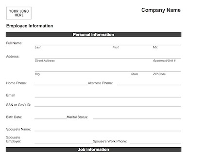 personal information form template employee information form personal information form template employee information form