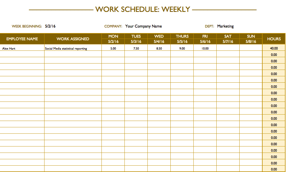 Free Work Schedule Templates for Word and Excel Free Work Schedule Templates for Word and Excel