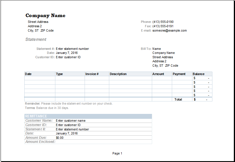 Billing statement (Simple) Billing statement (Simple)
