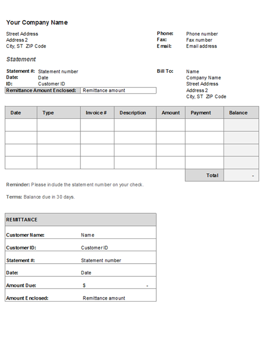 Free Billing Statement Template for Invoice Tracking Free Billing Statement Template for Invoice Tracking