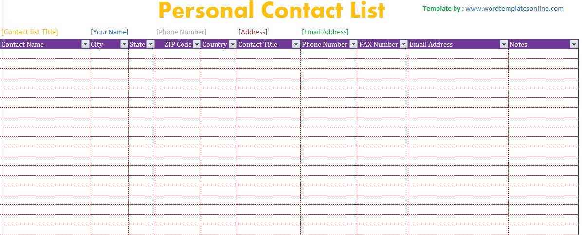 Contact and Phone List Template (For Supports) Dotxes Contact and Phone List Template (For Supports) Dotxes