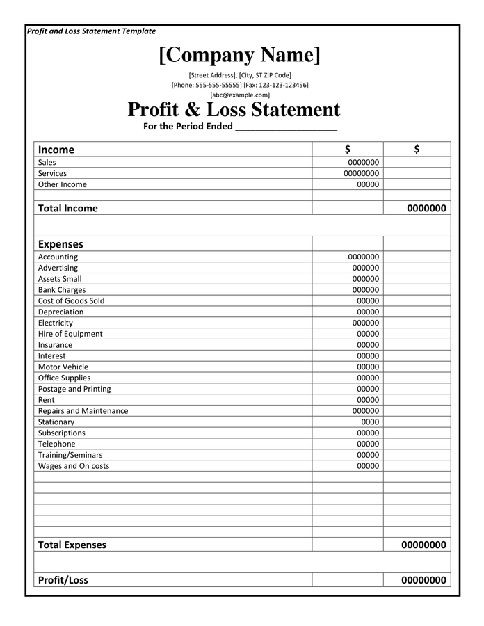 Blank Profit And Loss Statement Pdf Fill Online, Printable Blank Profit And Loss Statement Pdf Fill Online, Printable