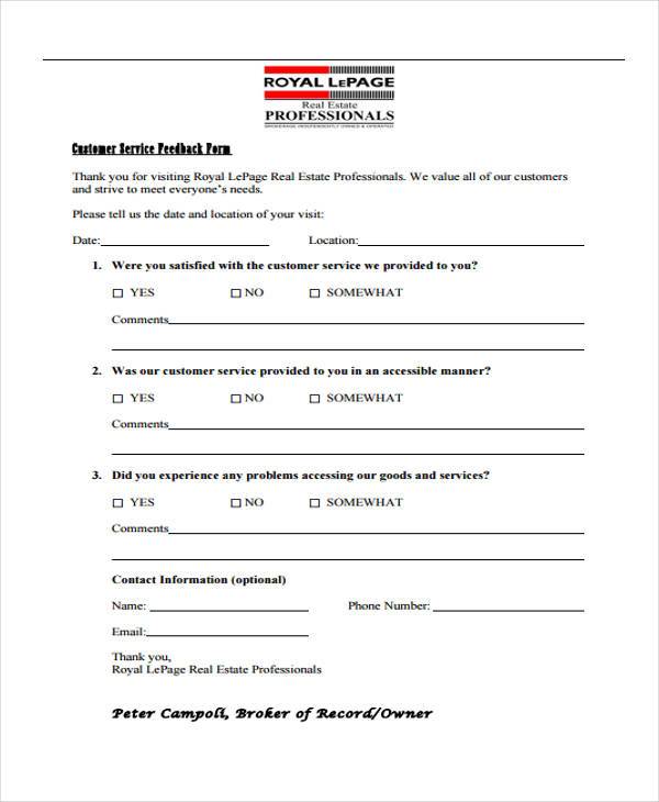 7+ Sample Real Estate Feedback Forms Free Sample, Example 7+ Sample Real Estate Feedback Forms Free Sample, Example