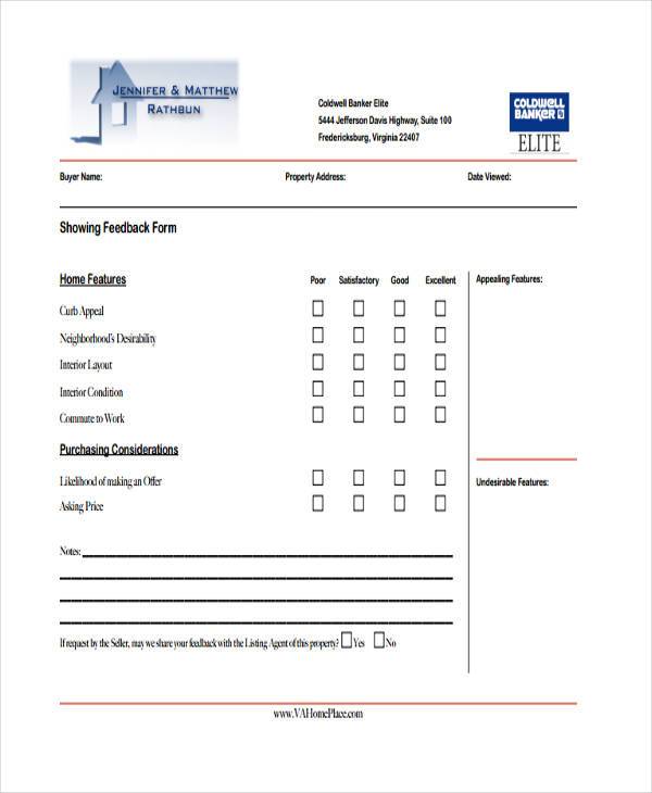 7+ Sample Real Estate Feedback Forms Free Sample, Example 7+ Sample Real Estate Feedback Forms Free Sample, Example