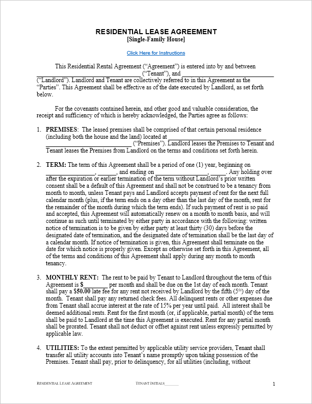 Free Lease Agreement Template for Word Free Lease Agreement Template for Word