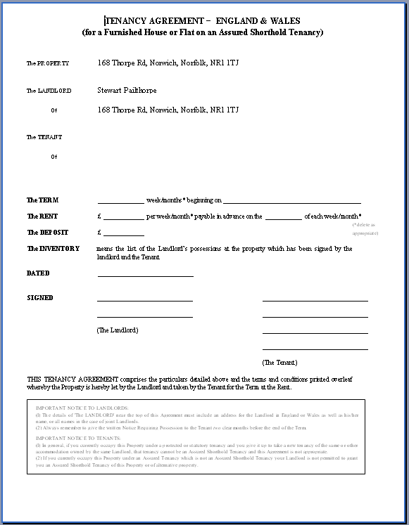 tenancy agreement form template tenancy agreement form template